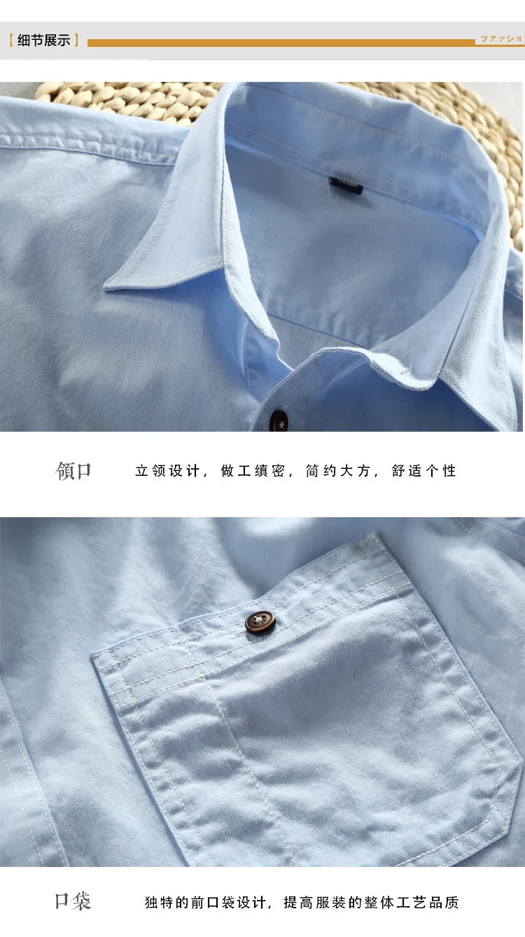 Men's Jeans Shirt Pure Cotton Slim Fit Long Sleeve Fashion Male Dress Shirts High Quality Denim Casual Clothing Two Chest Pocket