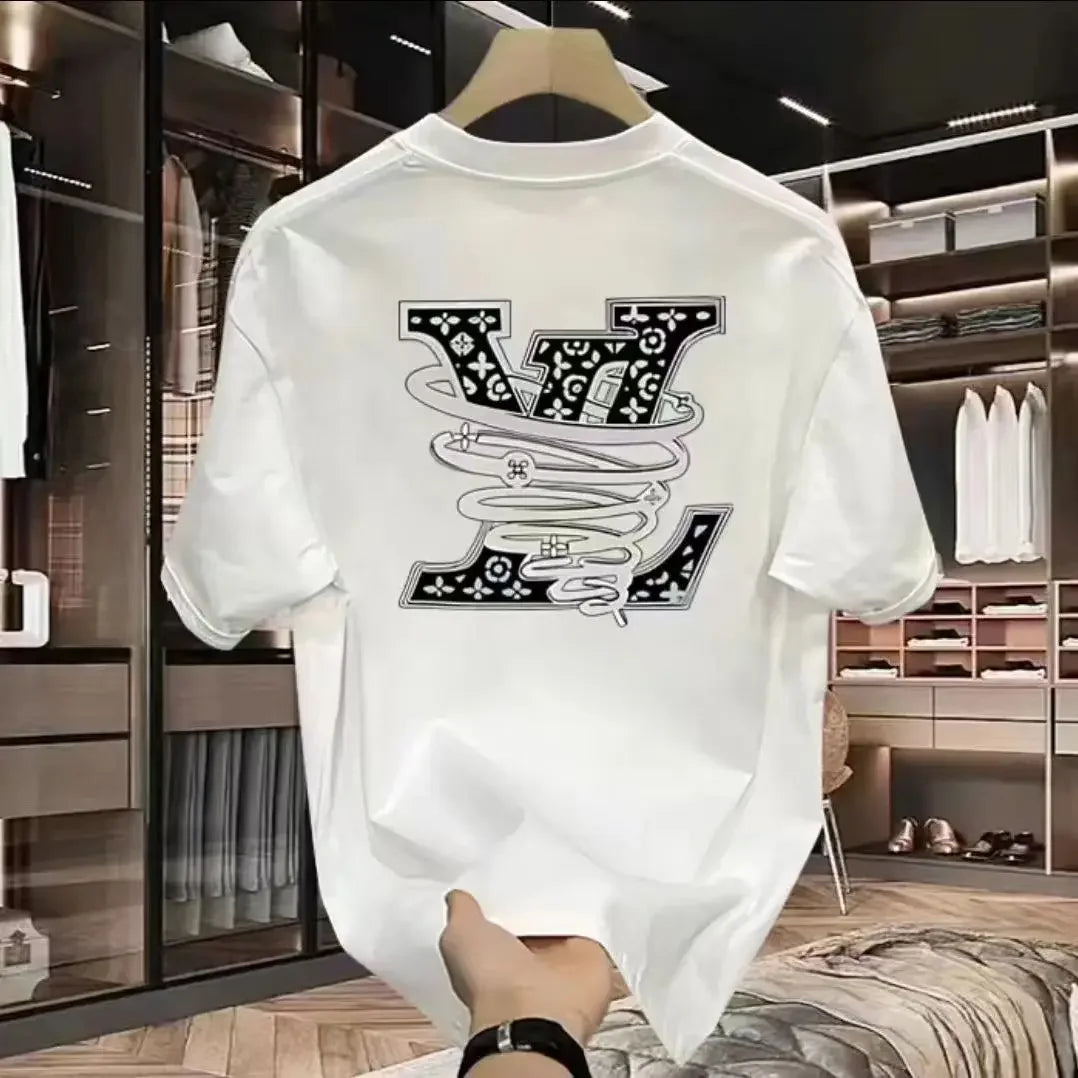 2026 New pure cotton men's luxurious brand letter print T-shirt short-sleeved T-shirt high-quality men's clothing streetwear