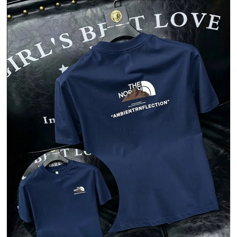 New pure cotton men's high-end printed short-sleeve T-shirt new summer round neck men's T-shirt