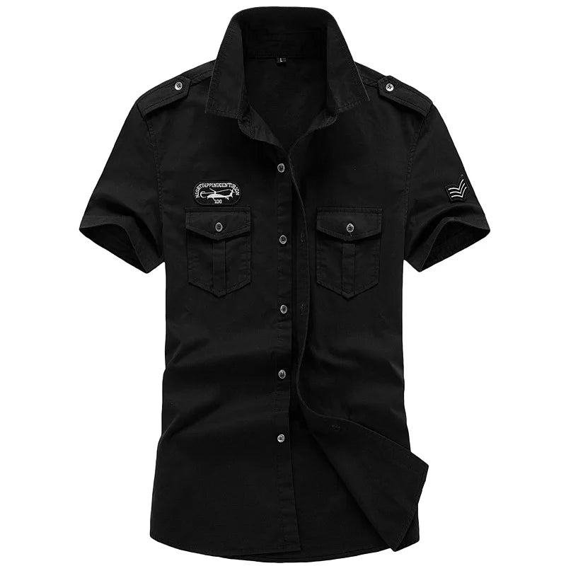 2025 New Men's Spring Cotton Casual Shirt Military Tooling Oversize Loose Long Sleeve Cargo s Male High Quality Solid Clothing