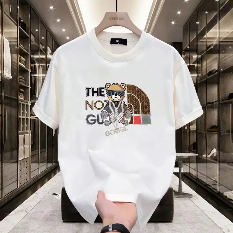 High-end Pure Cotton Men's Casual Versatile Round-neck Short-sleeved T-shirt - All-cotton Luxury and Stylish Men's Clothing
