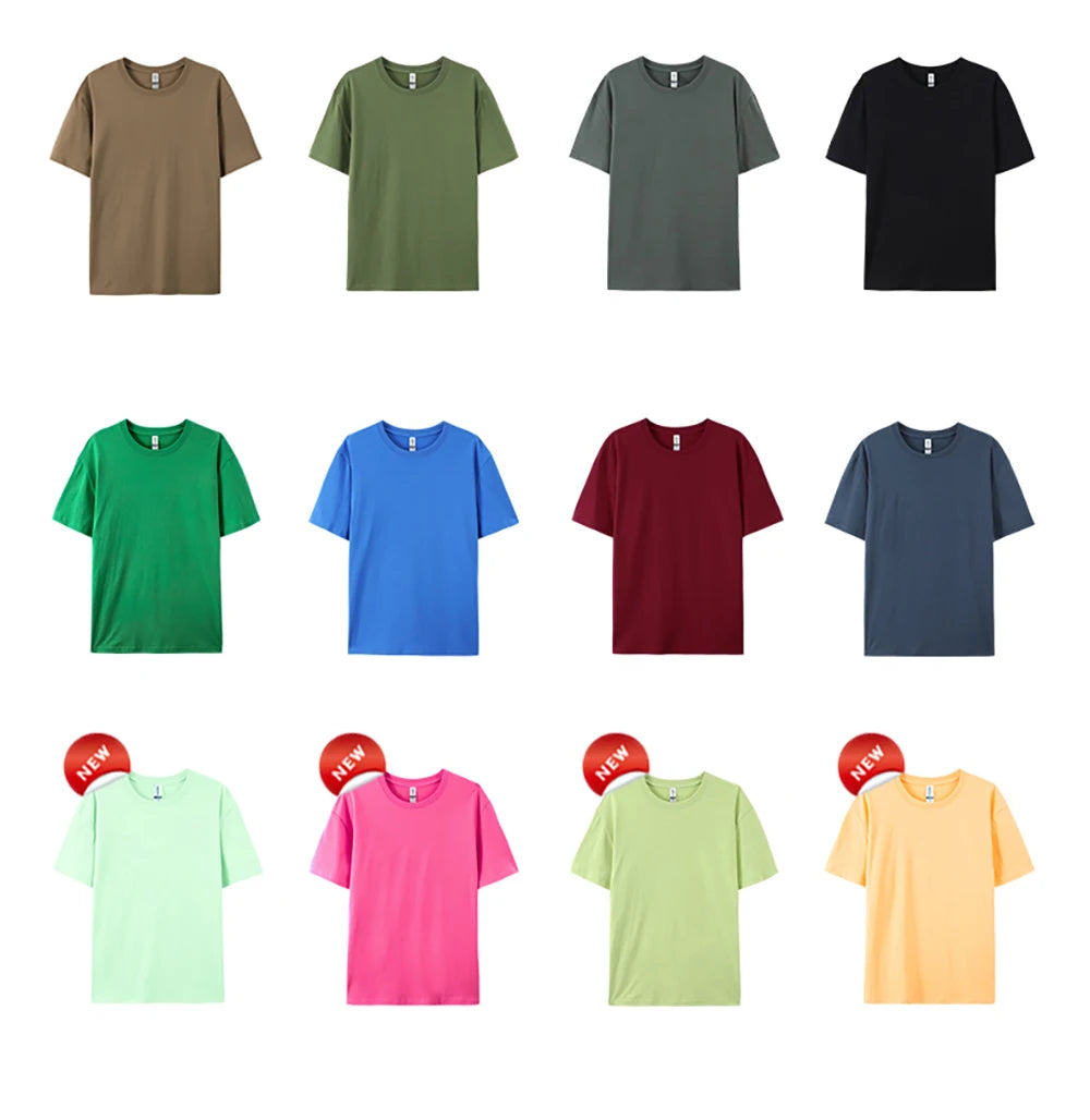 Mens Loose Cotton Solid Basics T-shirts All-match Fashion Brand Trend Couple Clothing Tees Мужская летняя хлопковая футболка