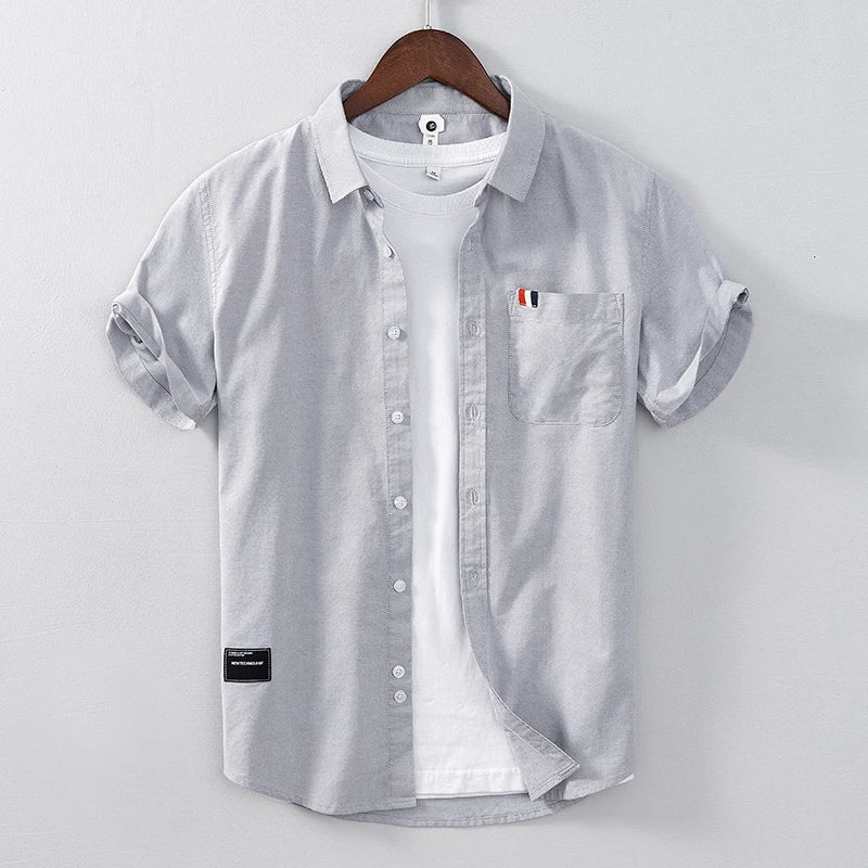 Pure Cotton, Men's Fashion Business Comfortable Slim British Style Youth Solid Color Work Leisure All Breathable Cotton Shirt