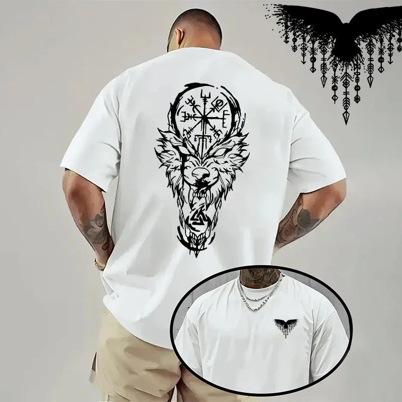 Cotton Mens T-shirt Printing Casual Short Sleeve Outdoors Fitness Sports Jogging Loose Tees Black White Running T-shirt Summer