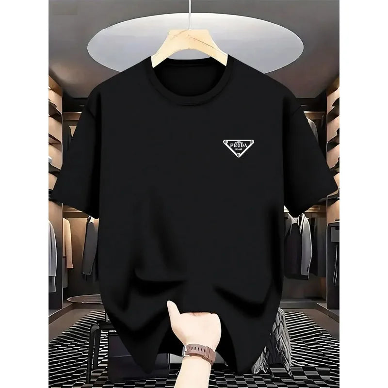 Men's high-quality pure cotton printed fashionable summer round-neck short-sleeved T-shirt