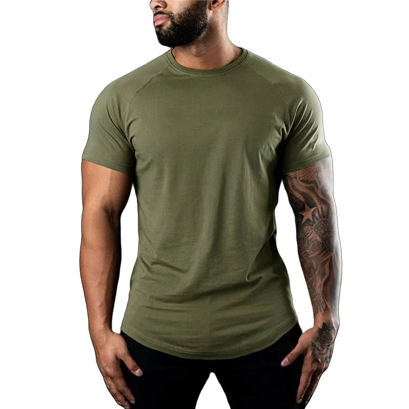 Men Cotton t-Shirt Short Sleeve t Shirt Tees Elastic Casual Tops Running Gym t-Shirts Comfortable Football Shirts Man Clothing