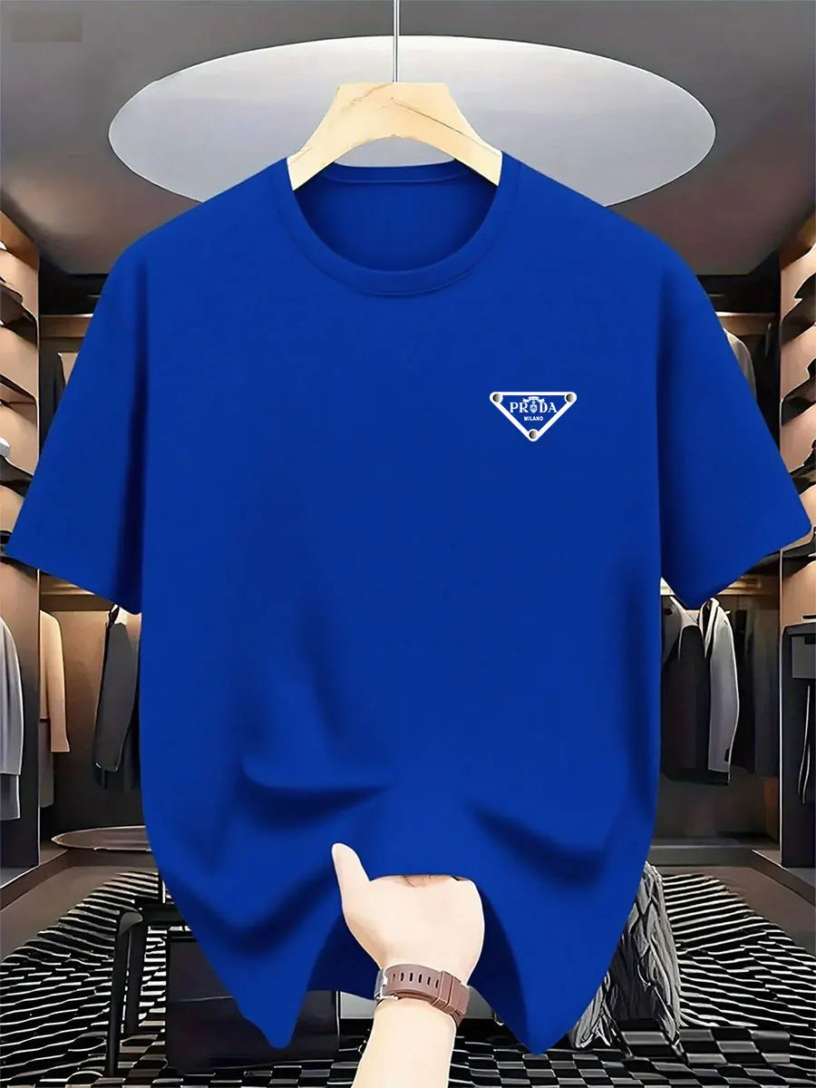 Men's high-quality pure cotton printed fashionable summer round-neck short-sleeved T-shirt