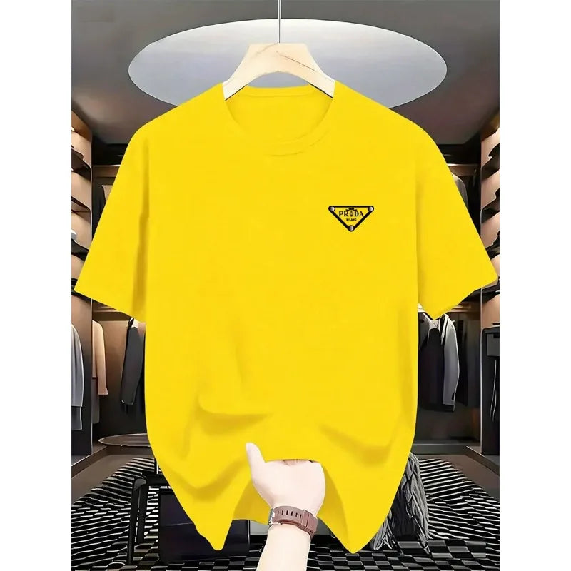Men's high-quality pure cotton printed fashionable summer round-neck short-sleeved T-shirt