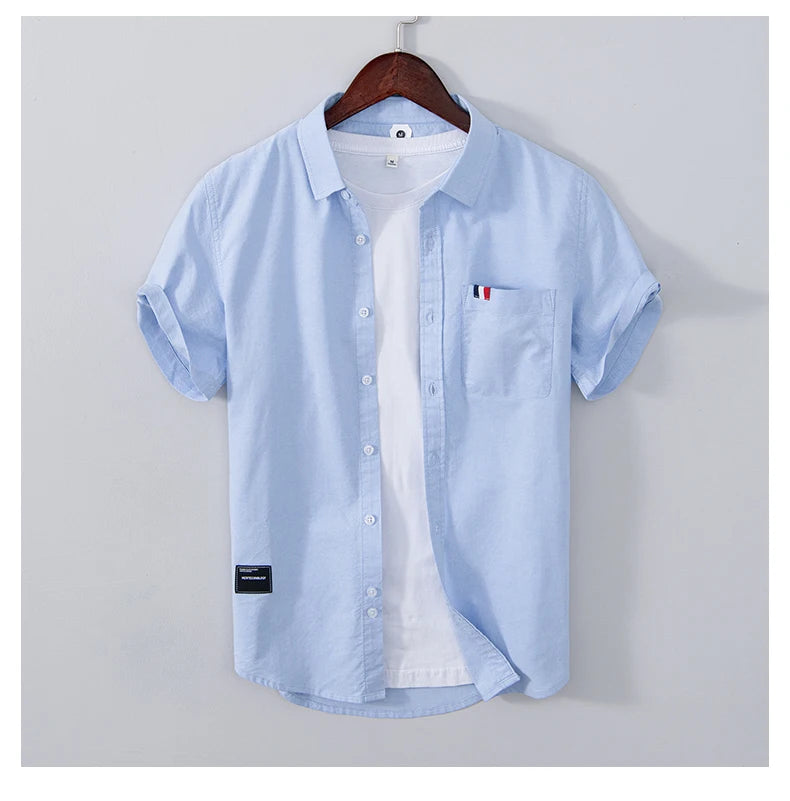 Pure Cotton, Men's Fashion Business Comfortable Slim British Style Youth Solid Color Work Leisure All Breathable Cotton Shirt