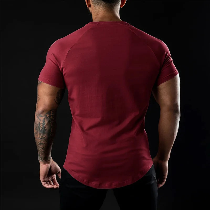 Men Cotton t-Shirt Short Sleeve t Shirt Tees Elastic Casual Tops Running Gym t-Shirts Comfortable Football Shirts Man Clothing