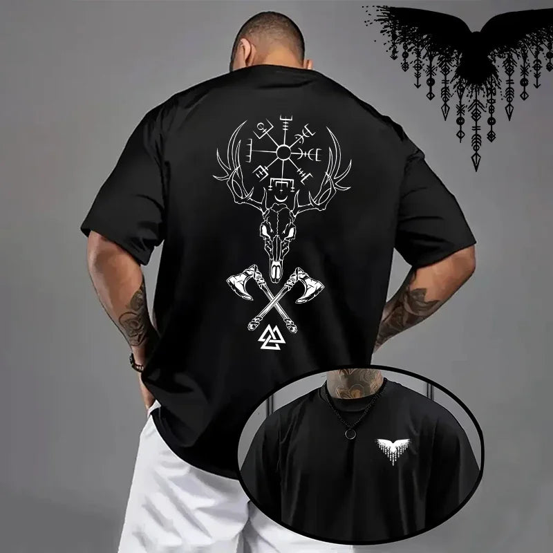 Cotton Mens T-shirt Printing Casual Short Sleeve Outdoors Fitness Sports Jogging Loose Tees Black White Running T-shirt Summer