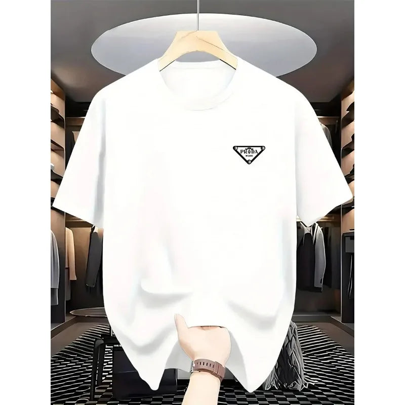 Men's high-quality pure cotton printed fashionable summer round-neck short-sleeved T-shirt