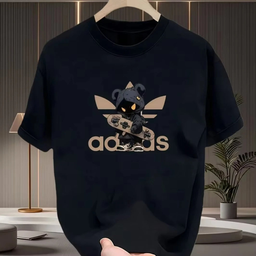 2026 Fashionable and High-end Pure Cotton Short-sleeved Men's and Women's Round-neck Casual Short-sleeved Shirts