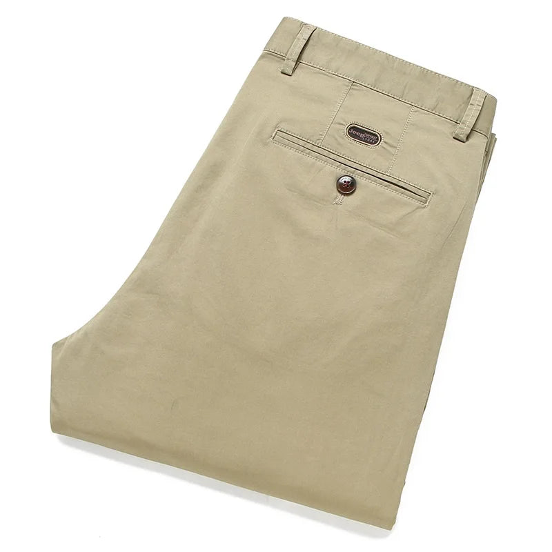 Spring Summer Cotton Casual Pants Mens Clothing Straight Business Green Black Khaki Trousers Male Brand 2022