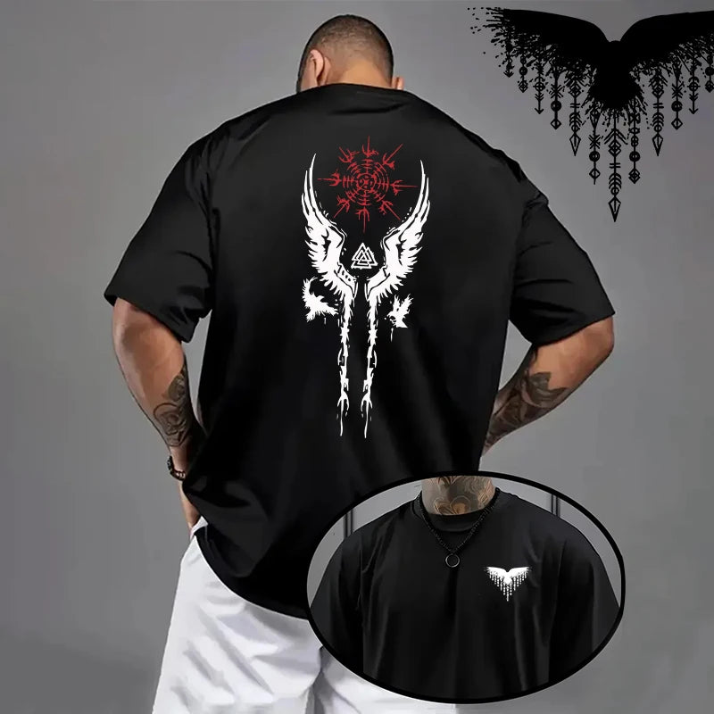 Cotton Mens T-shirt Printing Casual Short Sleeve Outdoors Fitness Sports Jogging Loose Tees Black White Running T-shirt Summer