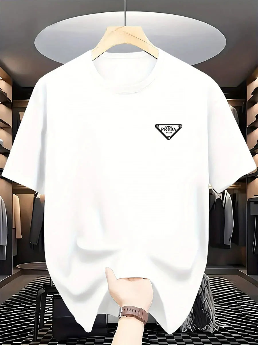 Men's high-quality pure cotton printed fashionable summer round-neck short-sleeved T-shirt