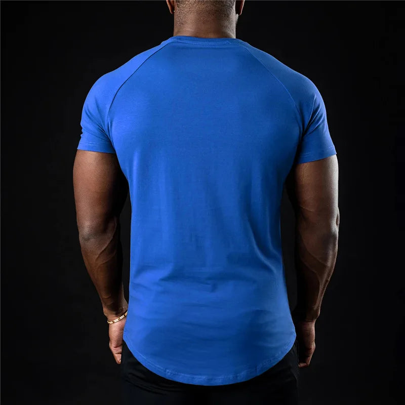 Men Cotton t-Shirt Short Sleeve t Shirt Tees Elastic Casual Tops Running Gym t-Shirts Comfortable Football Shirts Man Clothing