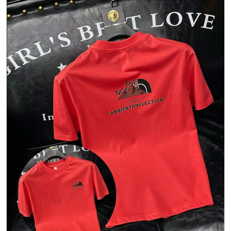 New pure cotton men's high-end printed short-sleeve T-shirt new summer round neck men's T-shirt