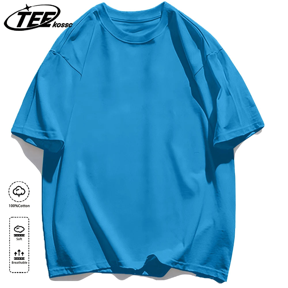 Mens Loose Cotton Solid Basics T-shirts All-match Fashion Brand Trend Couple Clothing Tees Мужская летняя хлопковая футболка