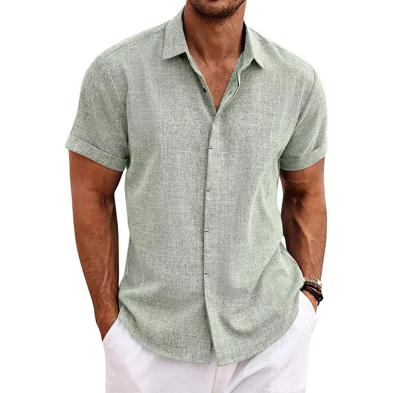 Men's Cotton Linen Short Sleeved Shirt Summer Casual Camisas Harajuku Blusas Mens Shirts Fashion Tops Men Clothing Streetwear