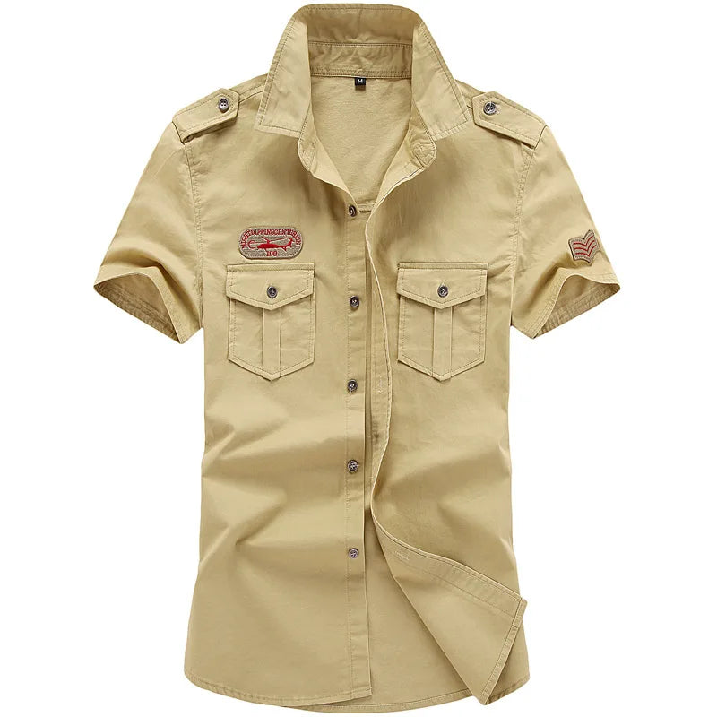 2025 New Men's Spring Cotton Casual Shirt Military Tooling Oversize Loose Long Sleeve Cargo s Male High Quality Solid Clothing