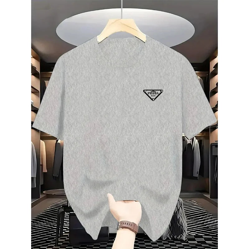 Men's high-quality pure cotton printed fashionable summer round-neck short-sleeved T-shirt