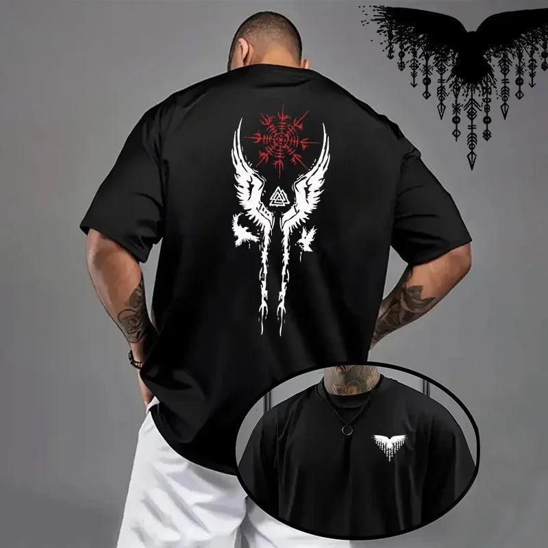 Cotton Mens T-shirt Printing Casual Short Sleeve Outdoors Fitness Sports Jogging Loose Tees Black White Running T-shirt Summer