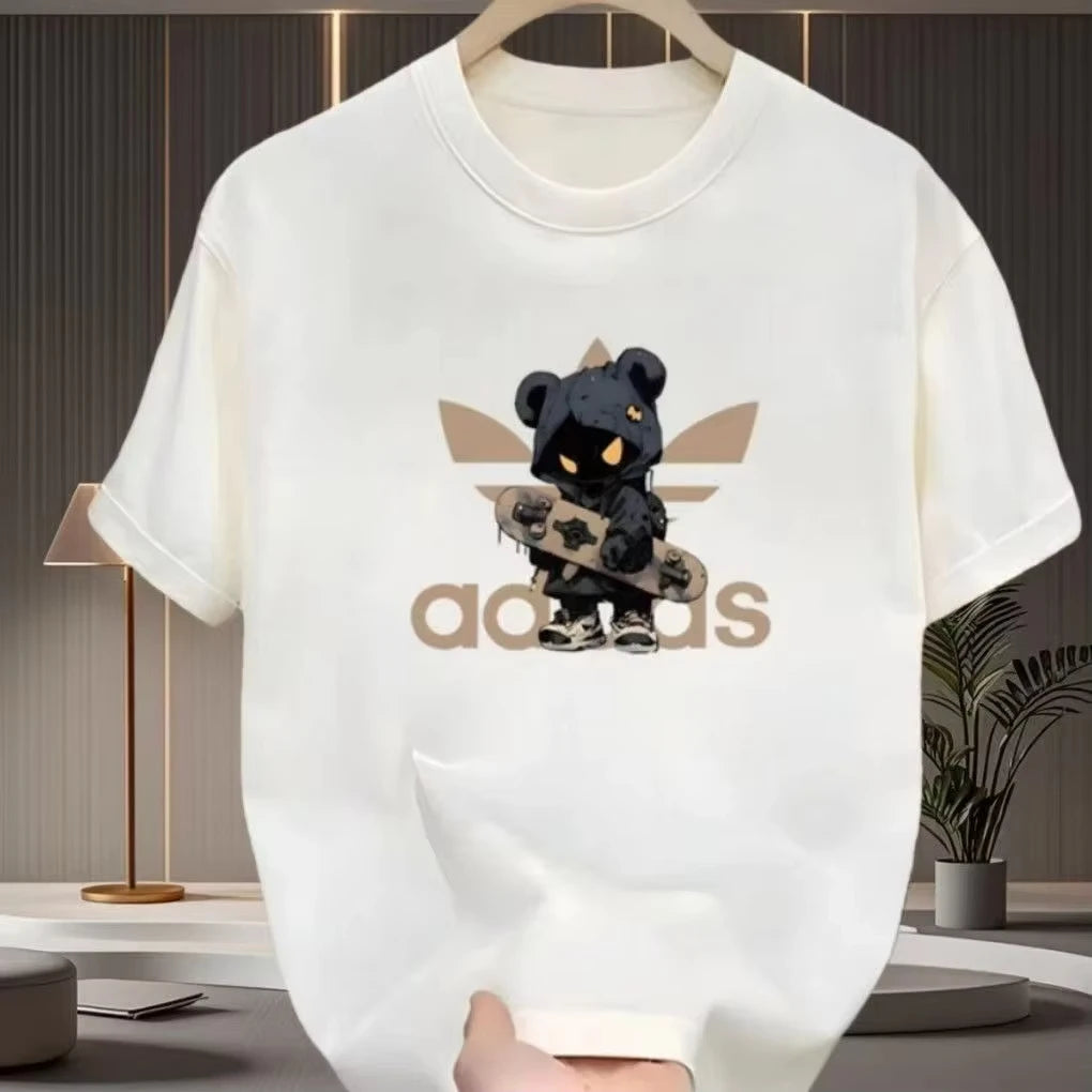 2026 Fashionable and High-end Pure Cotton Short-sleeved Men's and Women's Round-neck Casual Short-sleeved Shirts
