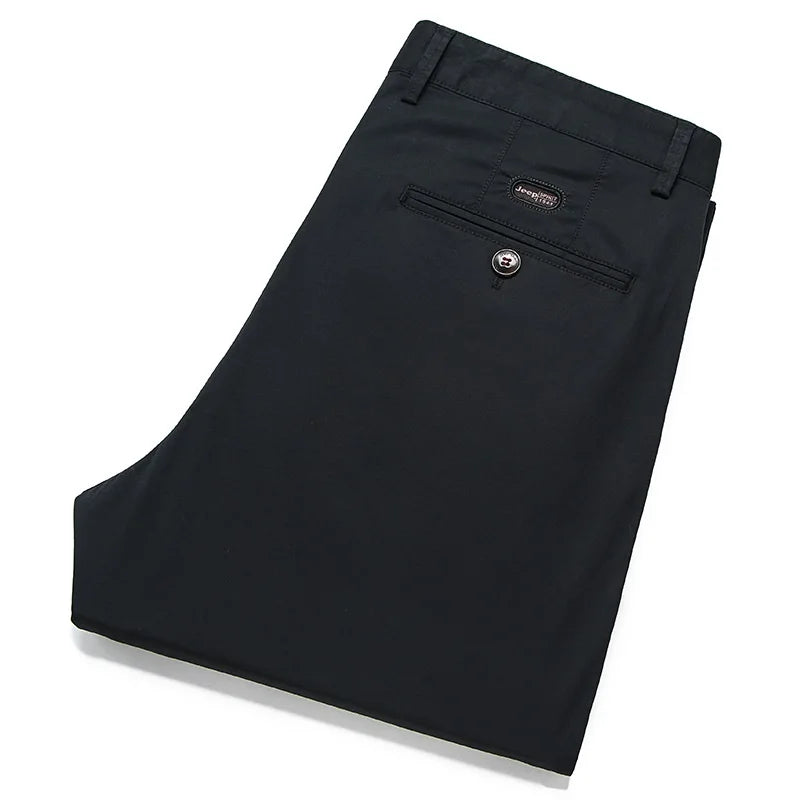 Spring Summer Cotton Casual Pants Mens Clothing Straight Business Green Black Khaki Trousers Male Brand 2022