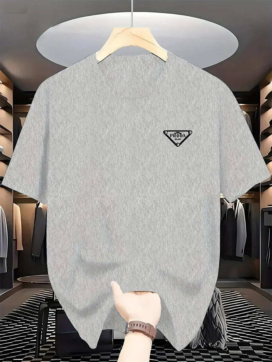 Men's high-quality pure cotton printed fashionable summer round-neck short-sleeved T-shirt