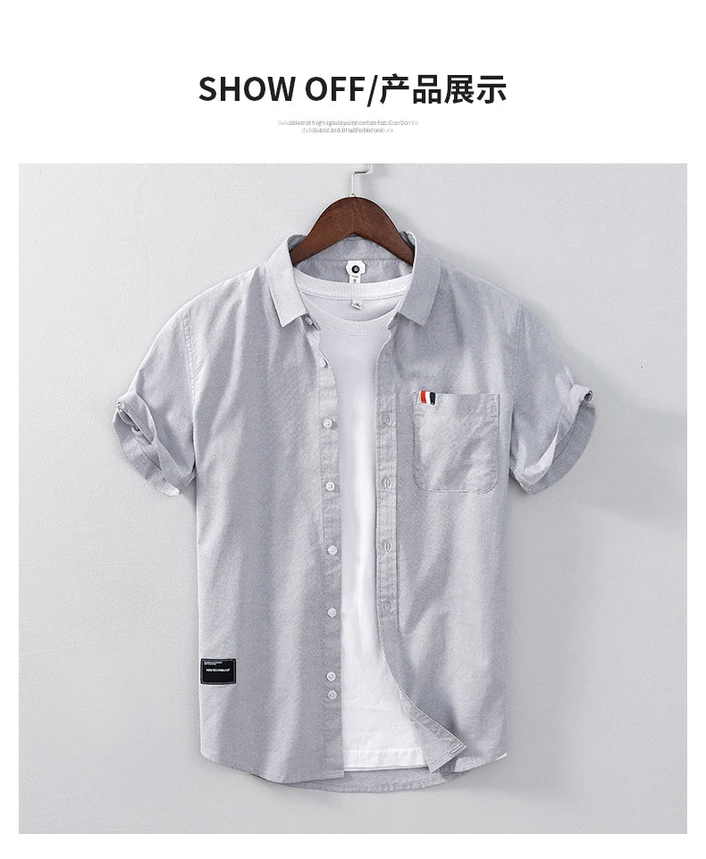 Pure Cotton, Men's Fashion Business Comfortable Slim British Style Youth Solid Color Work Leisure All Breathable Cotton Shirt