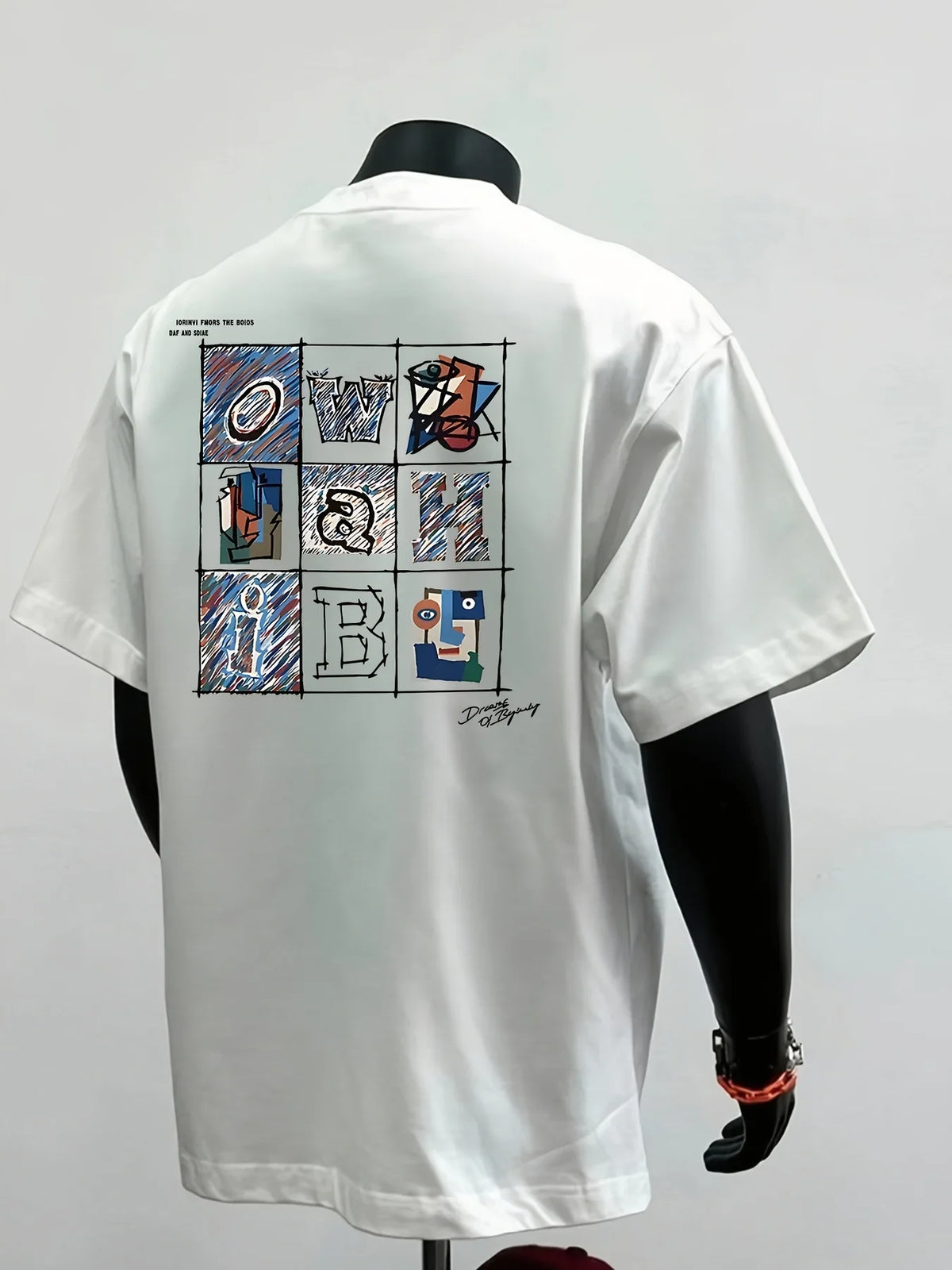 Mens 100% Cotton Short-sleeved T-shirt Summer Round Neck Casual Comfortable Top with Simple Print Trendy Versatile Looks Great