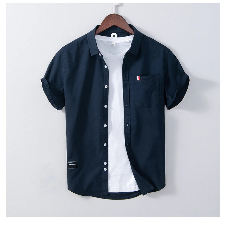 Pure Cotton, Men's Fashion Business Comfortable Slim British Style Youth Solid Color Work Leisure All Breathable Cotton Shirt