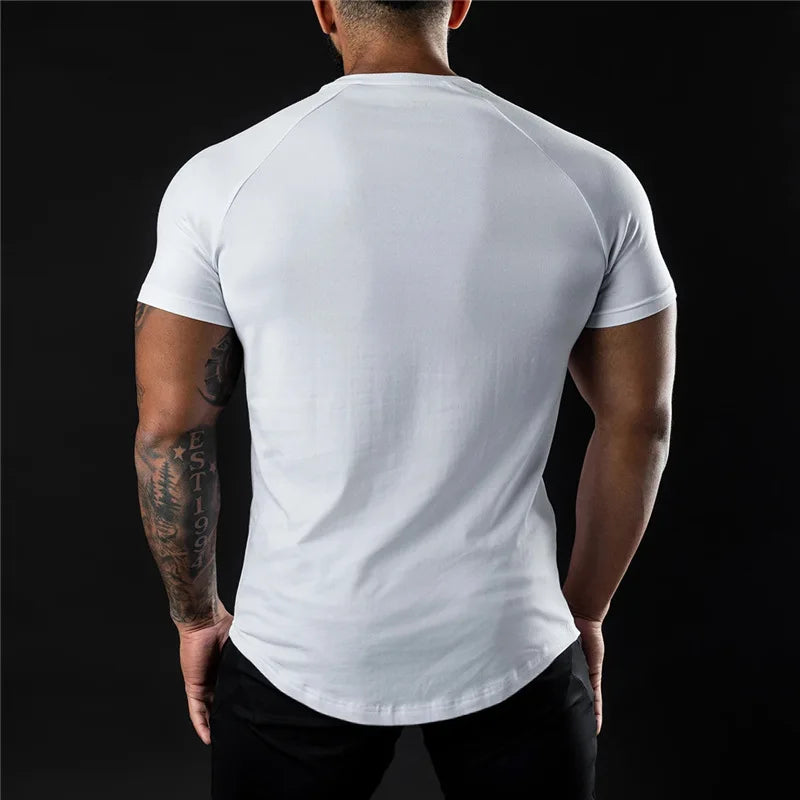 Men Cotton t-Shirt Short Sleeve t Shirt Tees Elastic Casual Tops Running Gym t-Shirts Comfortable Football Shirts Man Clothing
