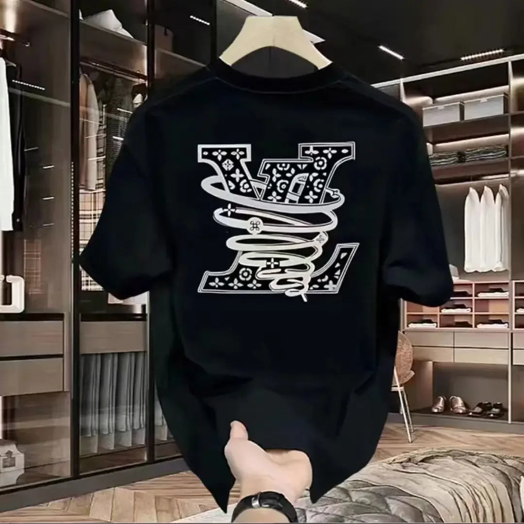 2026 New pure cotton men's luxurious brand letter print T-shirt short-sleeved T-shirt high-quality men's clothing streetwear