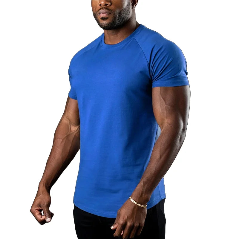 Men Cotton t-Shirt Short Sleeve t Shirt Tees Elastic Casual Tops Running Gym t-Shirts Comfortable Football Shirts Man Clothing