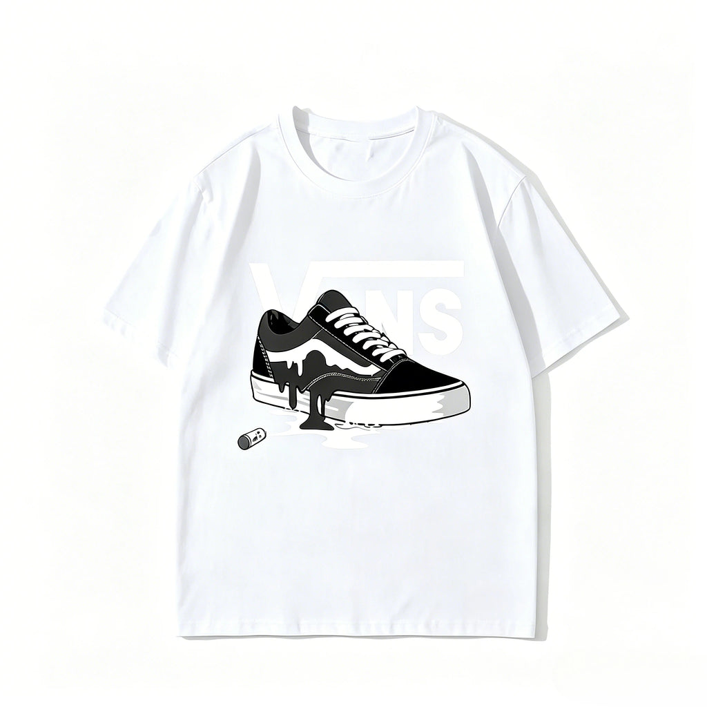 Men's Summer Pure Cotton Fashionable Hip-hop Clothing Printed Short-sleeved Sweat-absorbing and Breathable Men and Women T-shirt