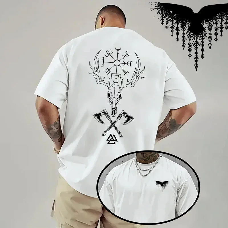 Cotton Mens T-shirt Printing Casual Short Sleeve Outdoors Fitness Sports Jogging Loose Tees Black White Running T-shirt Summer