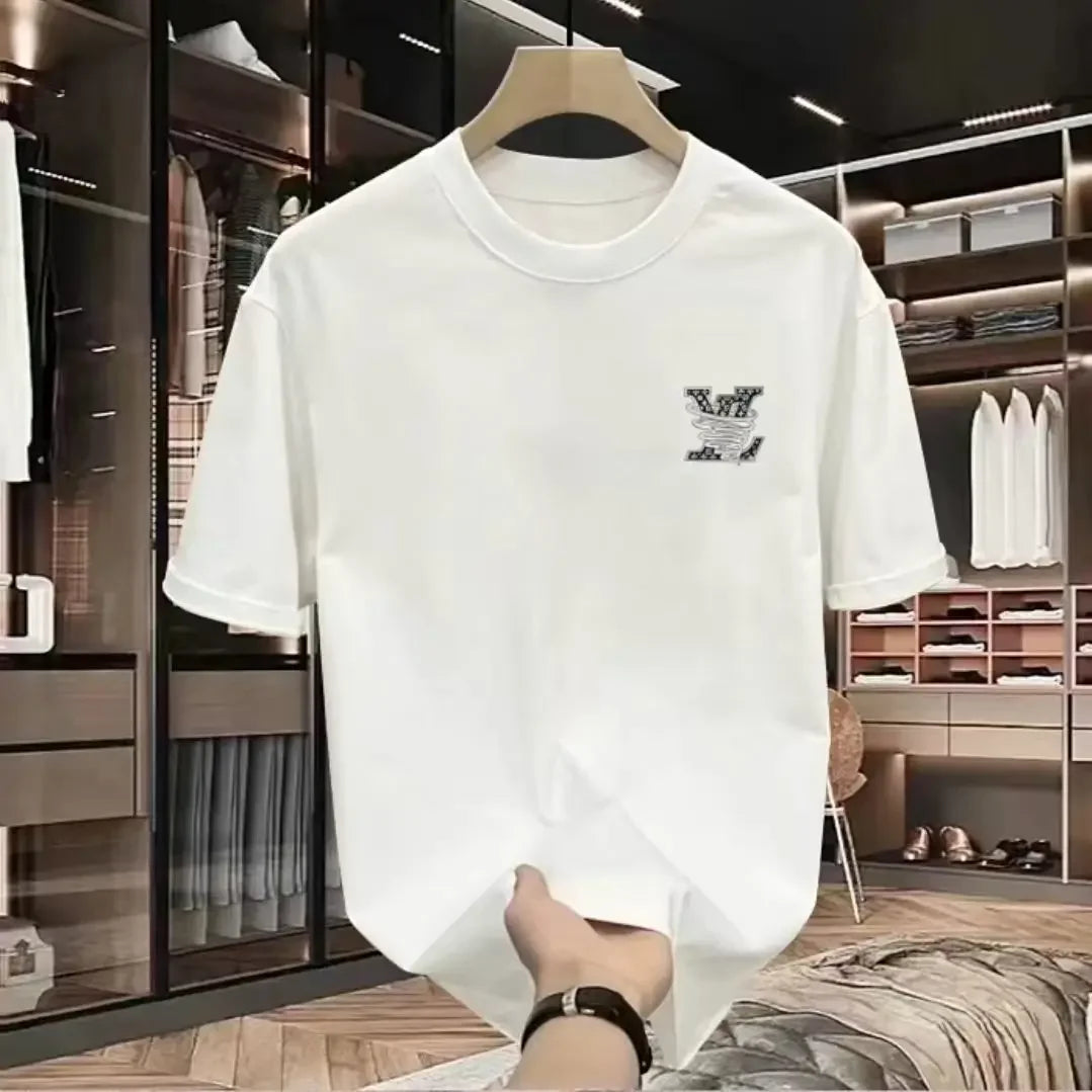 2026 New pure cotton men's luxurious brand letter print T-shirt short-sleeved T-shirt high-quality men's clothing streetwear