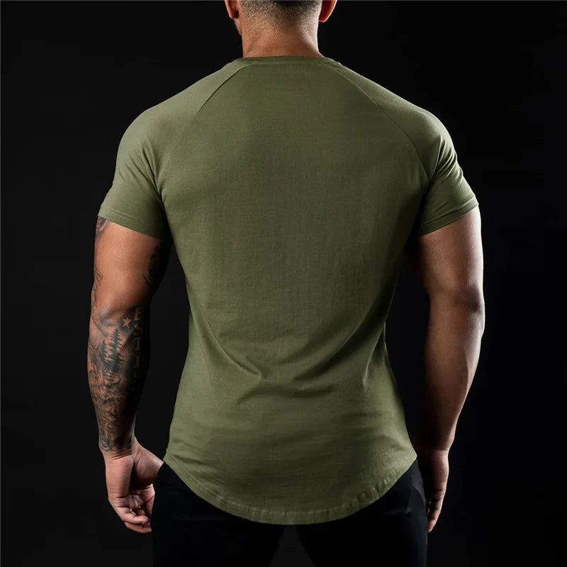 Men Cotton t-Shirt Short Sleeve t Shirt Tees Elastic Casual Tops Running Gym t-Shirts Comfortable Football Shirts Man Clothing
