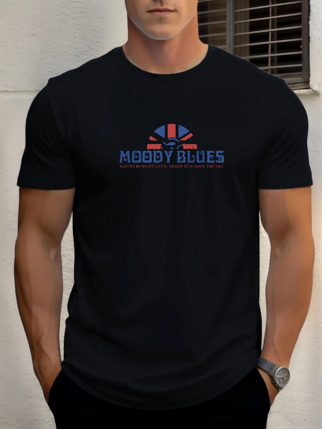 Men's cotton T-shirt, summer round neck short sleeves, MOODY BLUES printed breathable street clothing fashion cool T-shirt