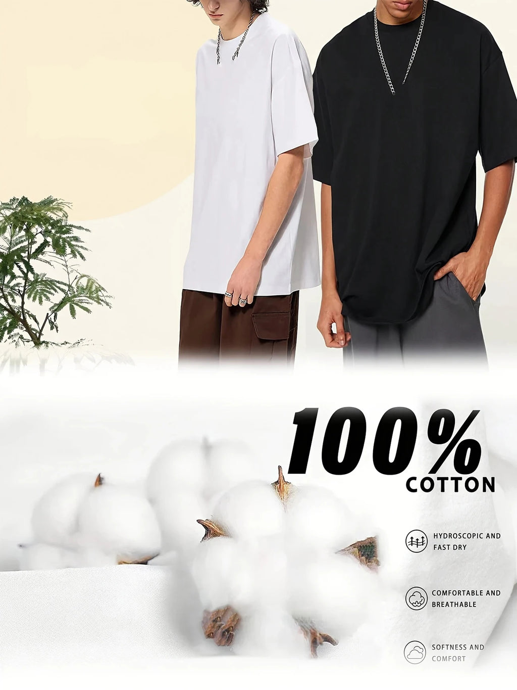 Mens Pure Cotton Tshirt Short Sleeve Casual Top Spring Summer Daily Basic Tee High Quality 2026 New Trendy Fashion T-shirt Male