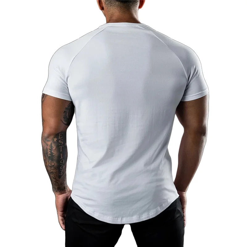 Men Cotton t-Shirt Short Sleeve t Shirt Tees Elastic Casual Tops Running Gym t-Shirts Comfortable Football Shirts Man Clothing