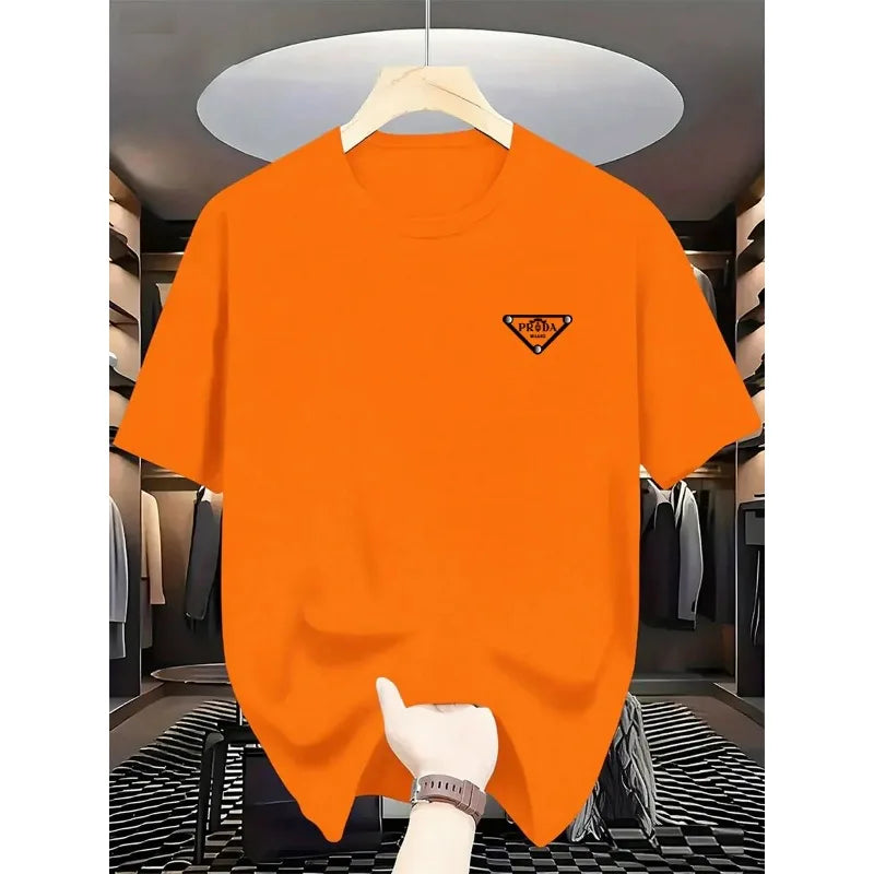 Men's high-quality pure cotton printed fashionable summer round-neck short-sleeved T-shirt