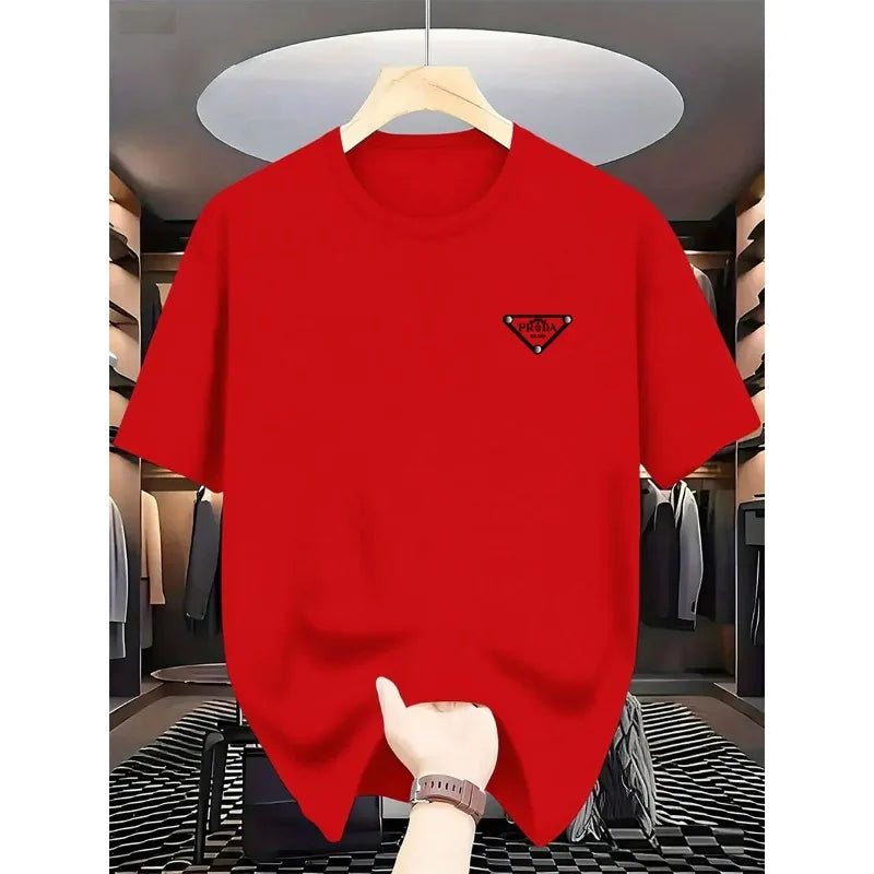 Men's high-quality pure cotton printed fashionable summer round-neck short-sleeved T-shirt