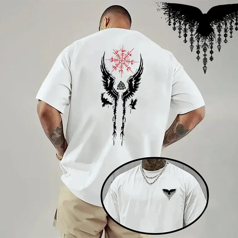 Cotton Mens T-shirt Printing Casual Short Sleeve Outdoors Fitness Sports Jogging Loose Tees Black White Running T-shirt Summer